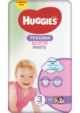 Трусики-підгузки Huggies Pants 3 (6 - 11 кг) Jumbo для дівчаток, 44 шт